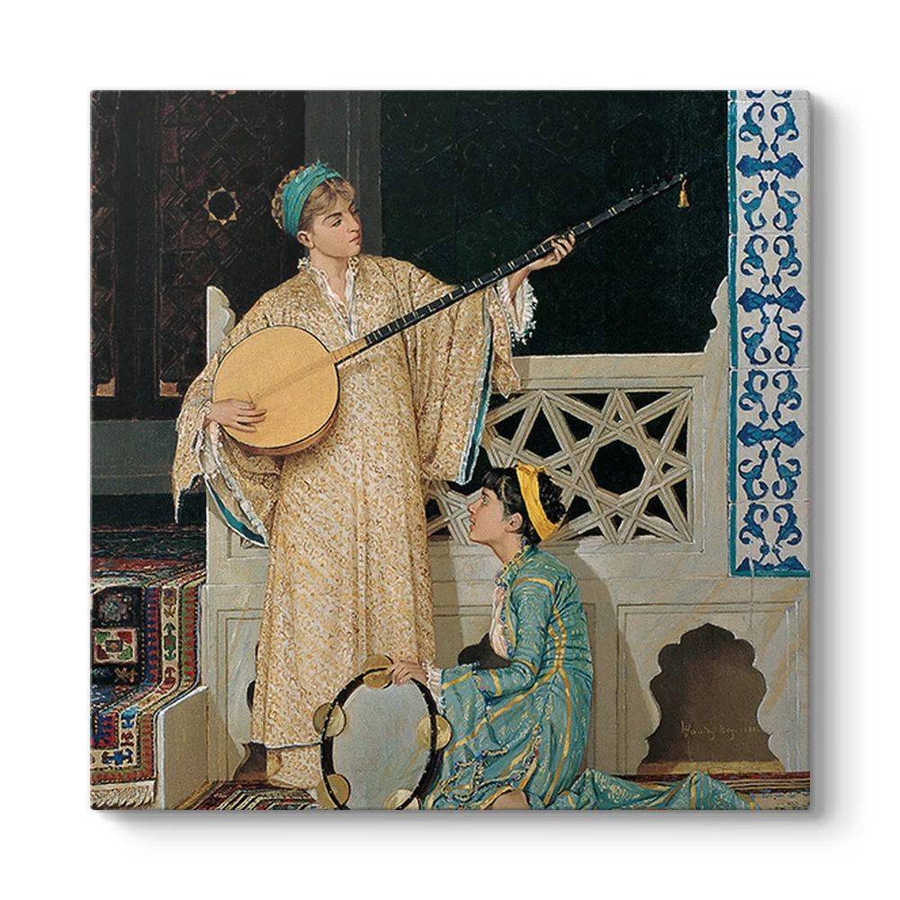 Osman Hamdi Bey - İki Müzisyen Kadın Tablosu - Model 3